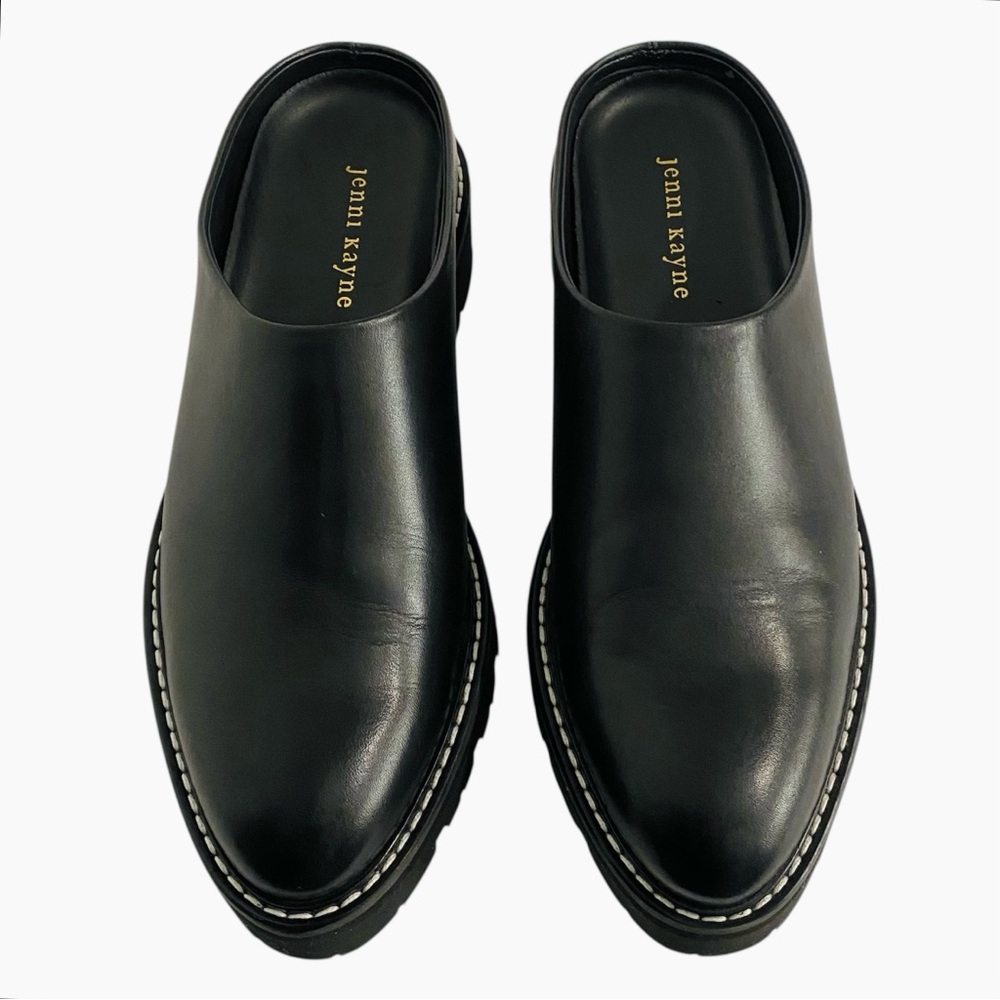 Jenni Kayne Leather Lug Mules Size 9 Black